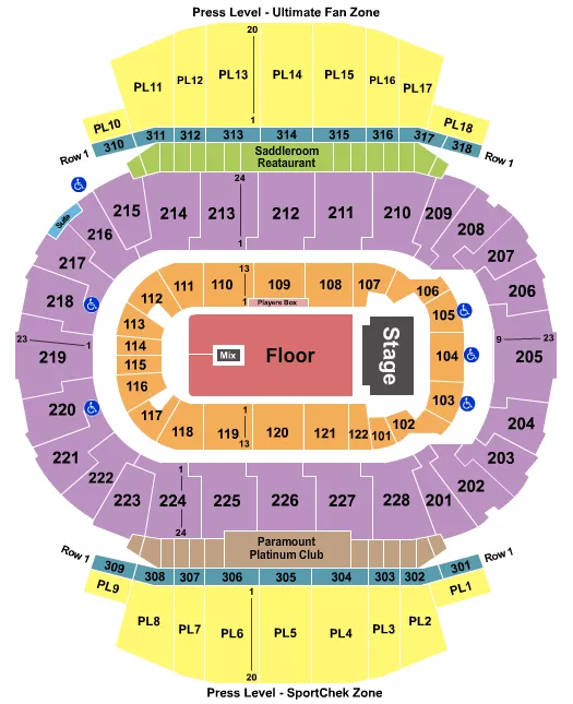 seating chart for Scotiabank Saddledome - End Stage 3 - eventticketscenter.com