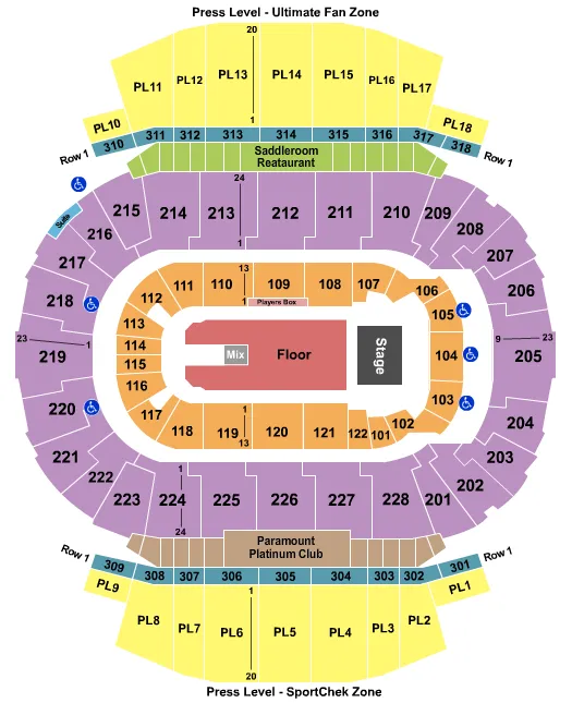seating chart for Scotiabank Saddledome - End Stage 2 - eventticketscenter.com