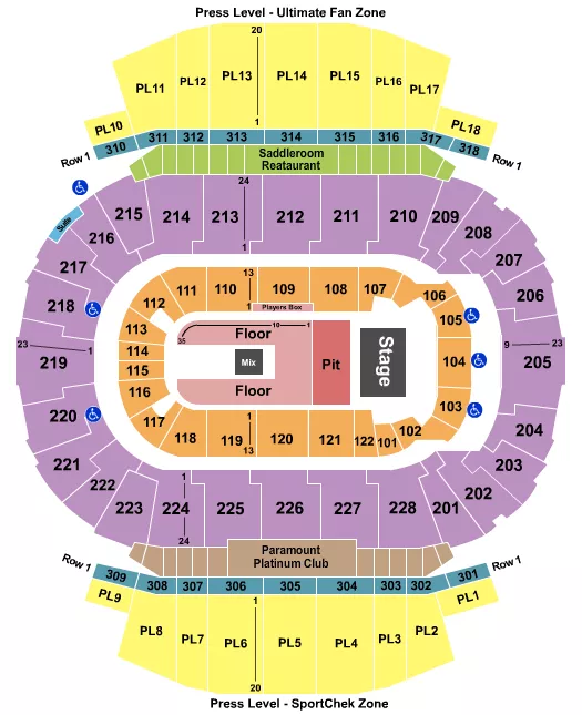 seating chart for Scotiabank Saddledome - Endstage Pit/Floor - eventticketscenter.com