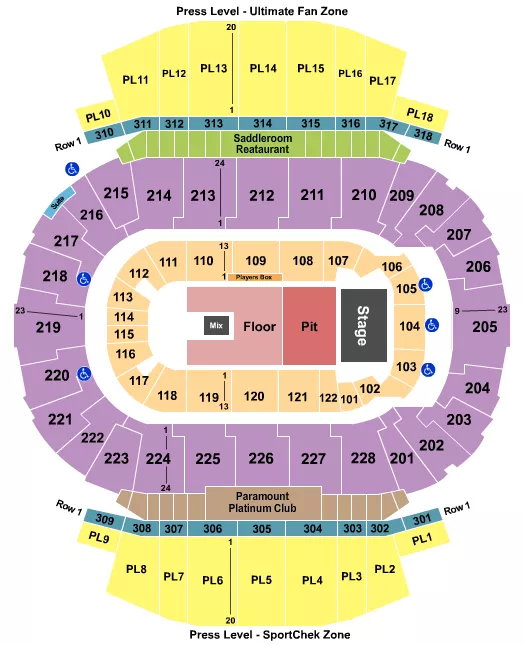 seating chart for Scotiabank Saddledome - Bruce Springsteen - eventticketscenter.com