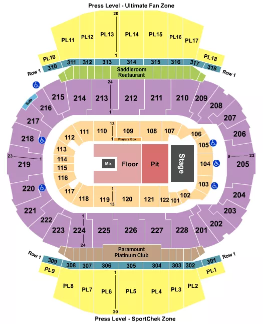 seating chart for Scotiabank Saddledome - GA Pit & RSV Floor - eventticketscenter.com