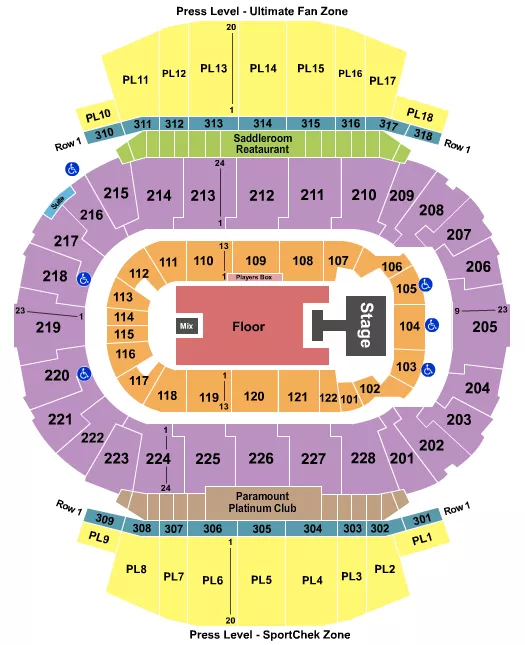 seating chart for Scotiabank Saddledome - Karan Aujla - eventticketscenter.com