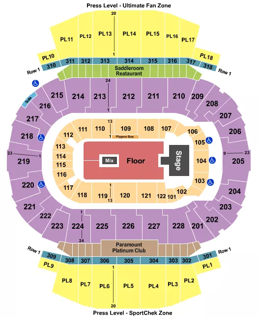 seating chart for Scotiabank Saddledome - NF - eventticketscenter.com