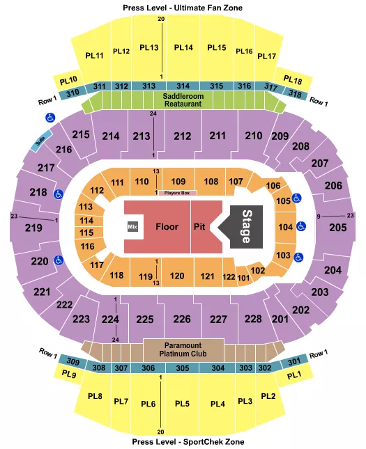 seating chart for Scotiabank Saddledome - Sam Hunt - eventticketscenter.com