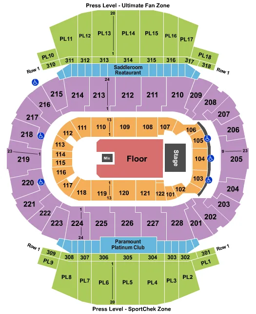 seating chart for Scotiabank Saddledome - Snoop Dog - eventticketscenter.com