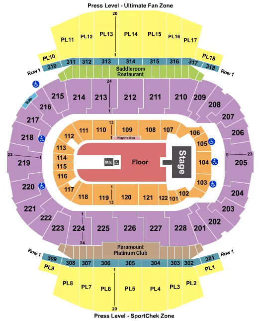 seating chart for Scotiabank Saddledome - Sum 41 - eventticketscenter.com