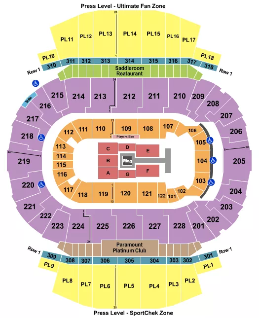 seating chart for Scotiabank Saddledome - WWE 2 - eventticketscenter.com