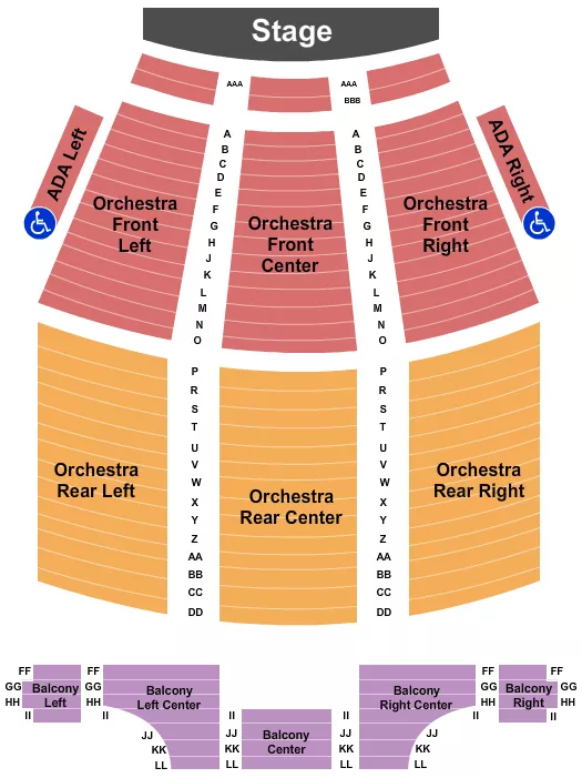 seating chart for Scottish Rite Cathedral - West Reading - End Stage - eventticketscenter.com