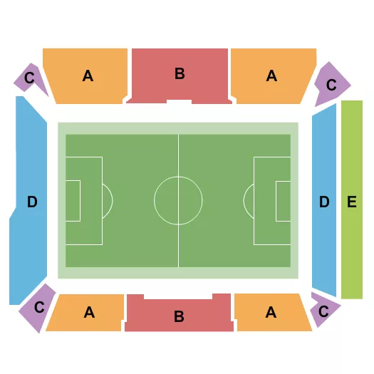 LA28 - Football (Soccer) Seating Chart at ScottsMiracle-Gro Field. The chart shows the main floor/stage with seating options surrounding it, which are color coded