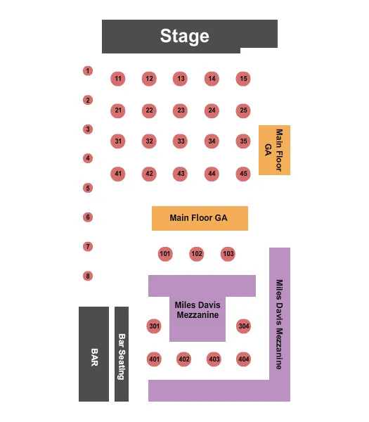 seating chart for Scullers Jazz Club - Endstage Tables - eventticketscenter.com