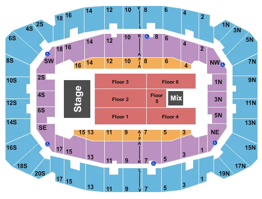 seating chart for Selland Arena at Fresno Convention Center - Endstage 3 - eventticketscenter.com