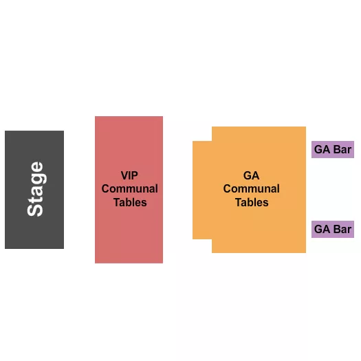 Drag Brunch Seating Chart at Seminole Hard Rock Tampa Event Center. The chart shows the main floor/stage with seating options surrounding it, which are color coded