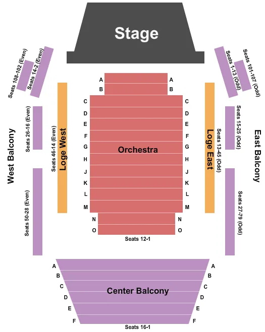 seating chart for Shalin Liu Performance Center - End Stage - eventticketscenter.com