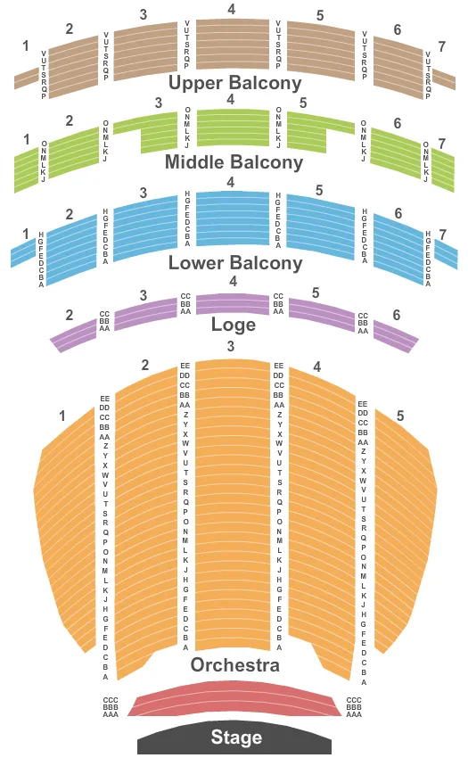 seating chart for Sheas Performing Arts Center - Endstage - Pit - eventticketscenter.com
