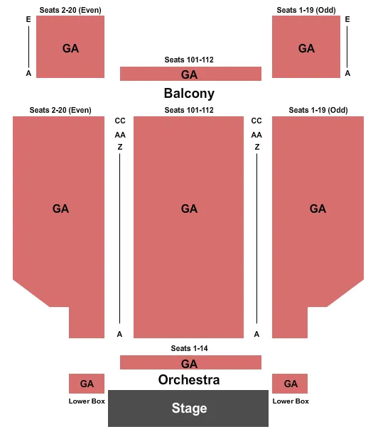 seating chart for Sherman Theater - General Admission - eventticketscenter.com