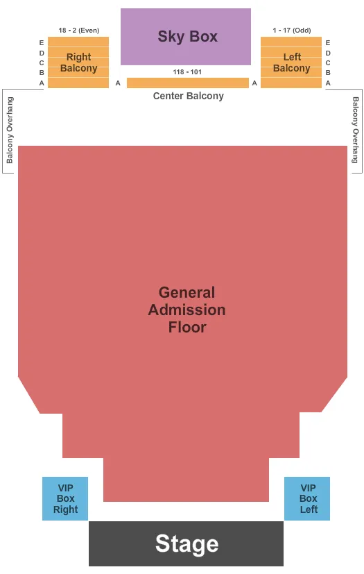 seating chart for Sherman Theater - Endstage - GA Floor Resv Balc - eventticketscenter.com