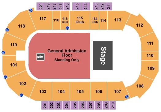 seating chart for Showare Center - Endstage GA Floor - eventticketscenter.com