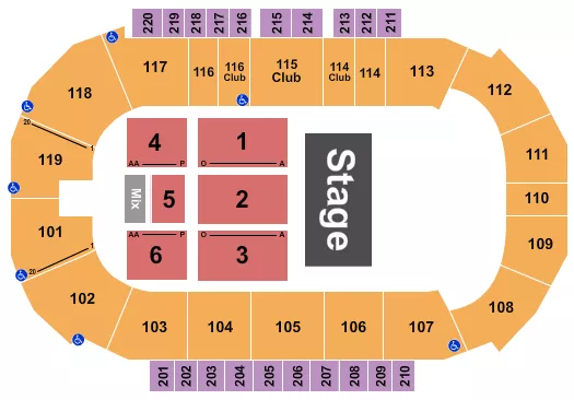 seating chart for Showare Center - Half House no 200s - eventticketscenter.com