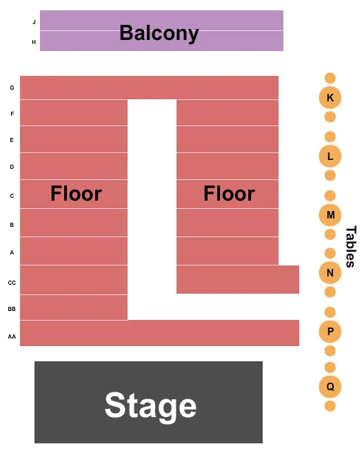 seating chart for Showroom At The Colonial Performing Arts Center - End Stage - eventticketscenter.com
