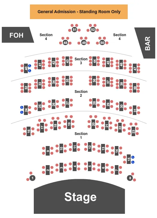 seating chart for The Showroom at Casino Arizona - End Stage - eventticketscenter.com