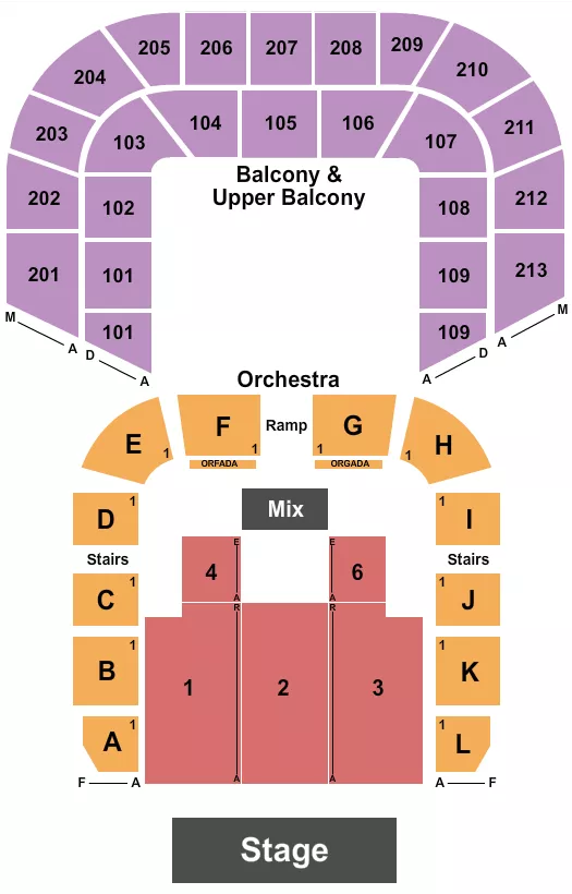 seating chart for Shreveport Municipal Memorial Auditorium - Endstage 6 - eventticketscenter.com