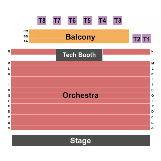seating chart for SHU Community Theatre - Endstage Balc AA-CC - eventticketscenter.com