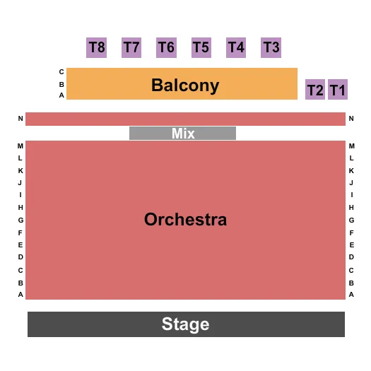 seating chart for SHU Community Theatre - Endstage - eventticketscenter.com