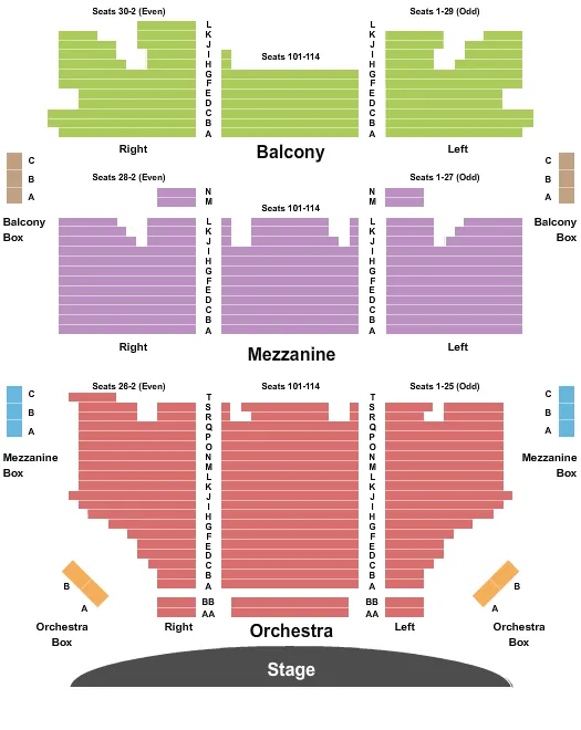 seating chart for Shubert Theater - CT - End Stage - eventticketscenter.com