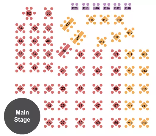 seating chart for Side Splitters Comedy Club - Low & Up Table - eventticketscenter.com