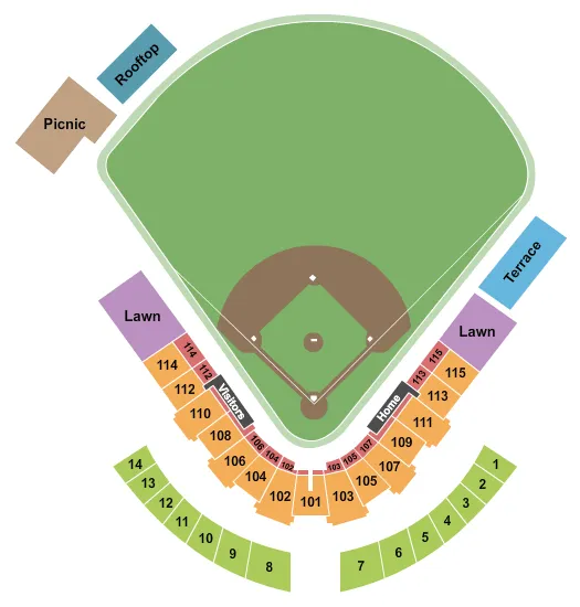 seating chart for Duly Health and Care Field - Baseball 2019 - eventticketscenter.com