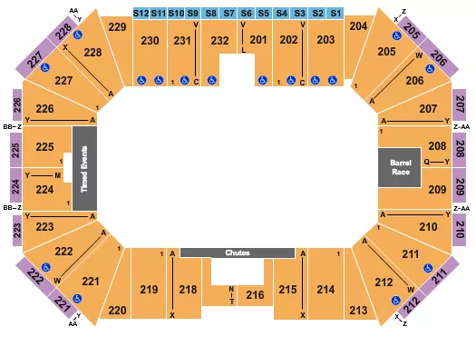 seating chart for Silver Spurs Arena - Open Floor - eventticketscenter.com