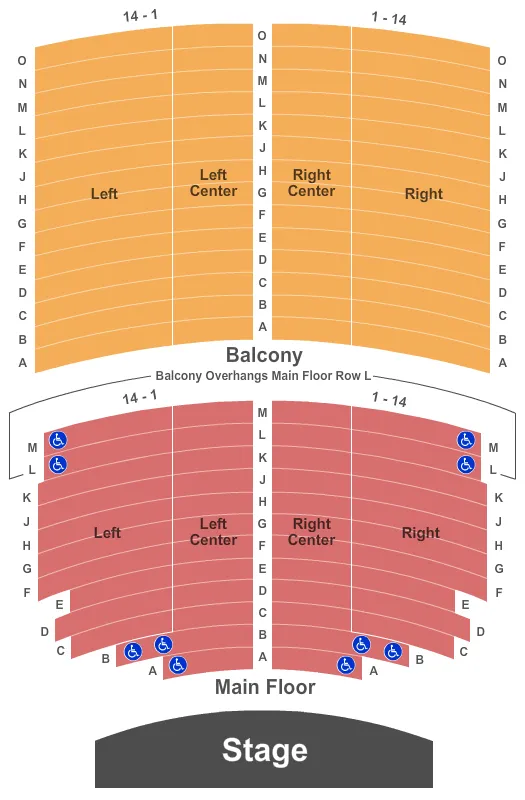 seating chart for Sioux Falls Orpheum Theater - End Stage - eventticketscenter.com
