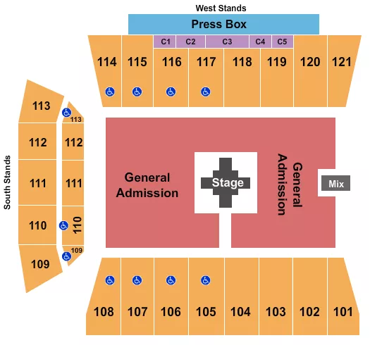 seating chart for Skelly Field at H.A. Chapman Stadium - Zach Bryan - eventticketscenter.com