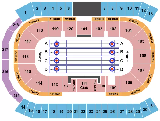 seating chart for Sleeman Centre - Curling - eventticketscenter.com