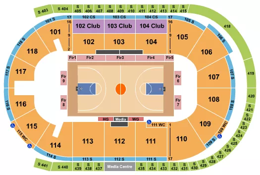 seating chart for Slush Puppie Place - Basketball - Globetrotters - eventticketscenter.com