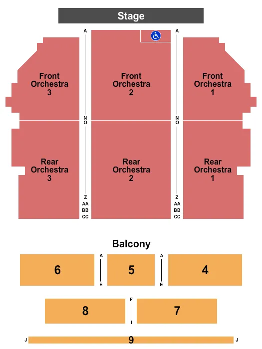 seating chart for Smith Auditorium at Willamette University - End Stage - eventticketscenter.com