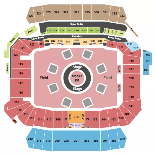 seating chart for Snapdragon Stadium - Metallica - eventticketscenter.com