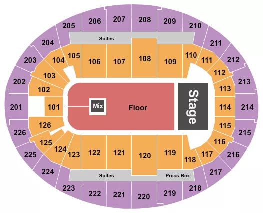 seating chart for SNHU Arena - Endstage GA Floor 2 - eventticketscenter.com