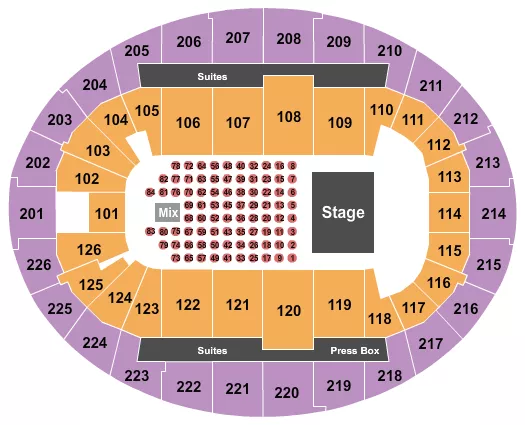 seating chart for SNHU Arena - Endstage Tables 2 - eventticketscenter.com