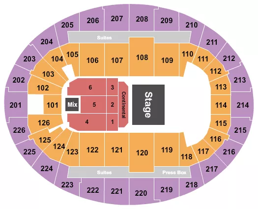 seating chart for SNHU Arena - Half House Cont - eventticketscenter.com