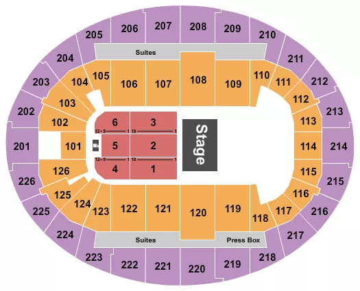 seating chart for SNHU Arena - Half House - eventticketscenter.com