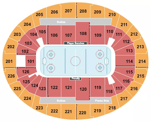 seating chart for SNHU Arena - Hockey 1 - eventticketscenter.com