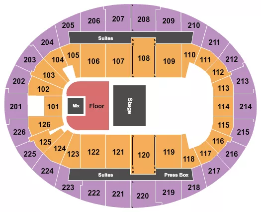 seating chart for SNHU Arena - Quarter House GA - eventticketscenter.com