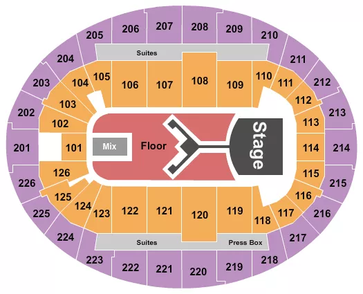 seating chart for SNHU Arena - Shinedown - eventticketscenter.com