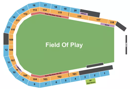 Golf Seating Chart at SoFi Center. The chart shows the main floor/stage with seating options surrounding it, which are color coded