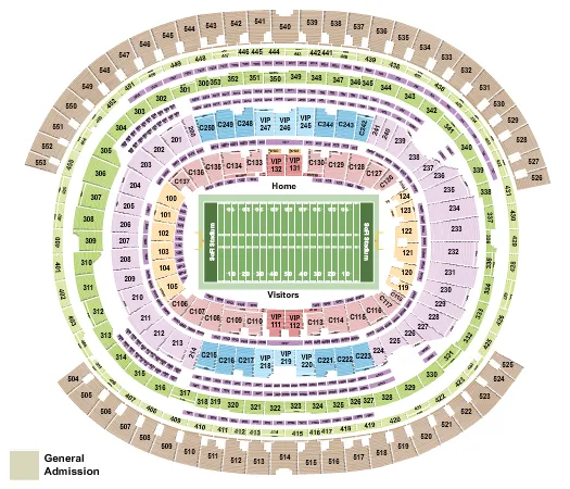 seating chart for SoFi Stadium - Football Rows - eventticketscenter.com
