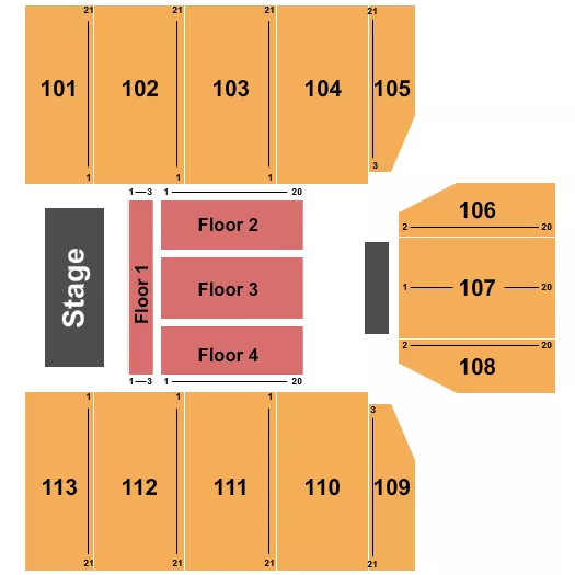 seating chart for Sonnentag Event Center - Endstage 2 - eventticketscenter.com