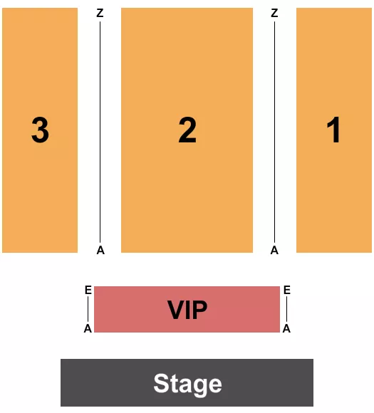 Endstage Seating Chart at SoulJoel's at SunnyBrook. The chart shows the main floor/stage with seating options surrounding it, which are color coded