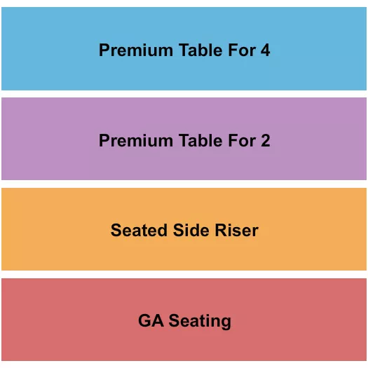 GA/Seated/Table Seating Chart at Soul Kitchen. The chart shows the main floor/stage with seating options surrounding it, which are color coded