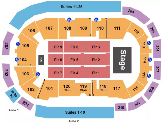 seating chart for South Okanagan Events Centre - Endstage 5 - eventticketscenter.com
